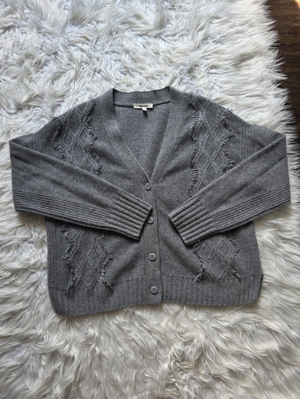Splendid Gray V-Neck Button-Front Cardigan